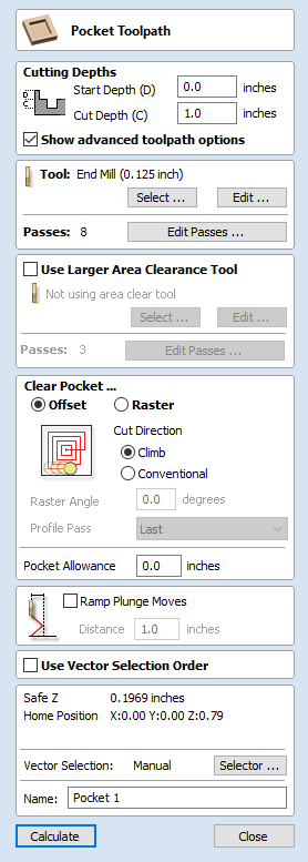 Pocketing Toolpath Form